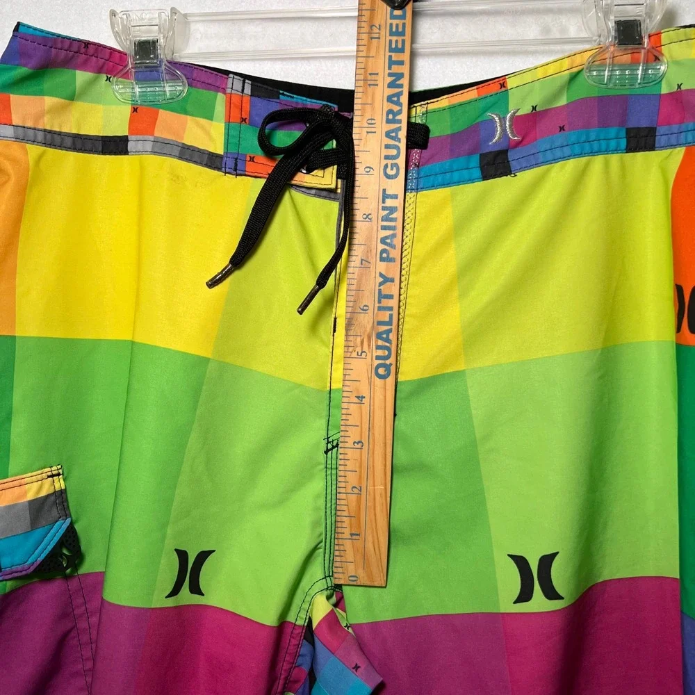 Hurley Phantom Board Shorts Men Multi Colorblock 90s/Y2K Surfer Skater Trunks 32